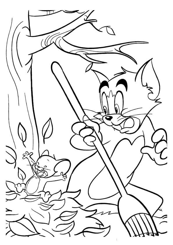 Engraçado Tom e Jerry para colorir