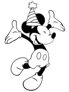 Feliz Mickey Mouse no Aniversário para colorir