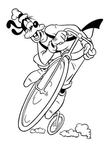 Desenhos de Goofy Anda de Bicicleta para colorir