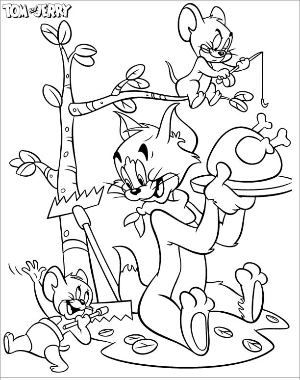 Desenhos de Grande Tom e Jerry para colorir