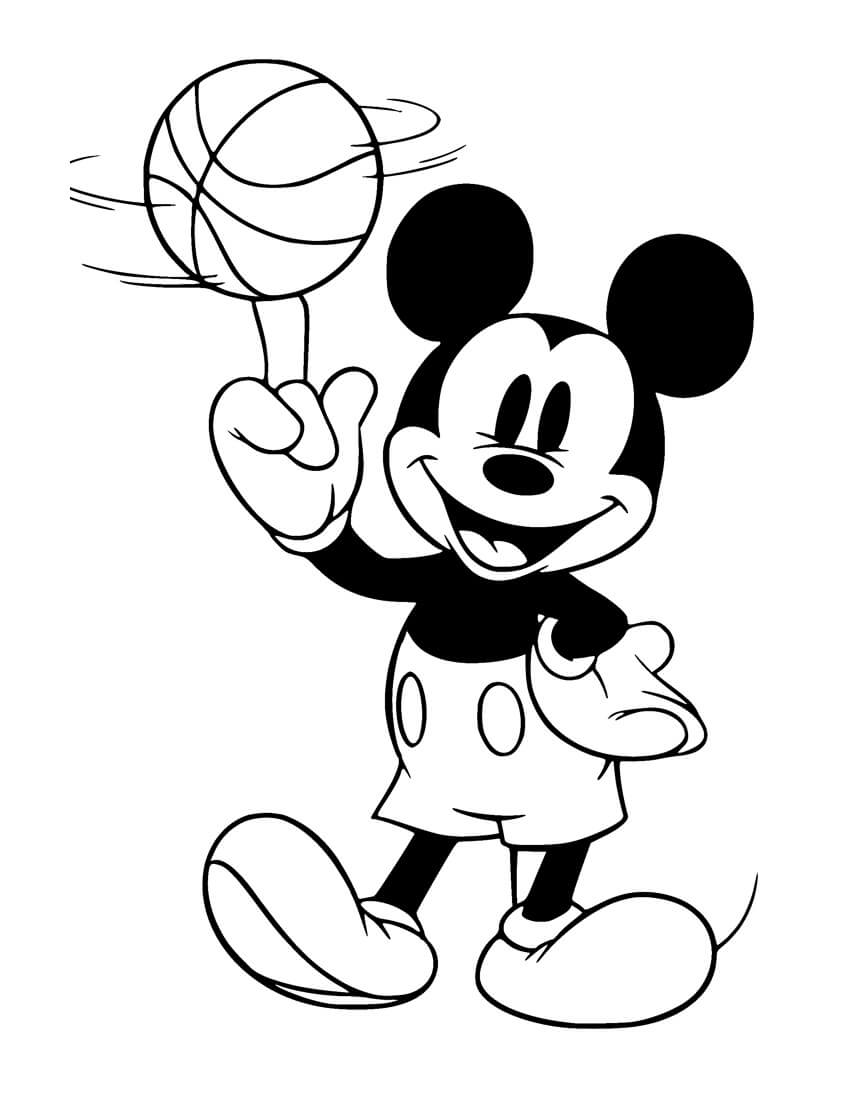 Mickey Mouse com Basquete para colorir