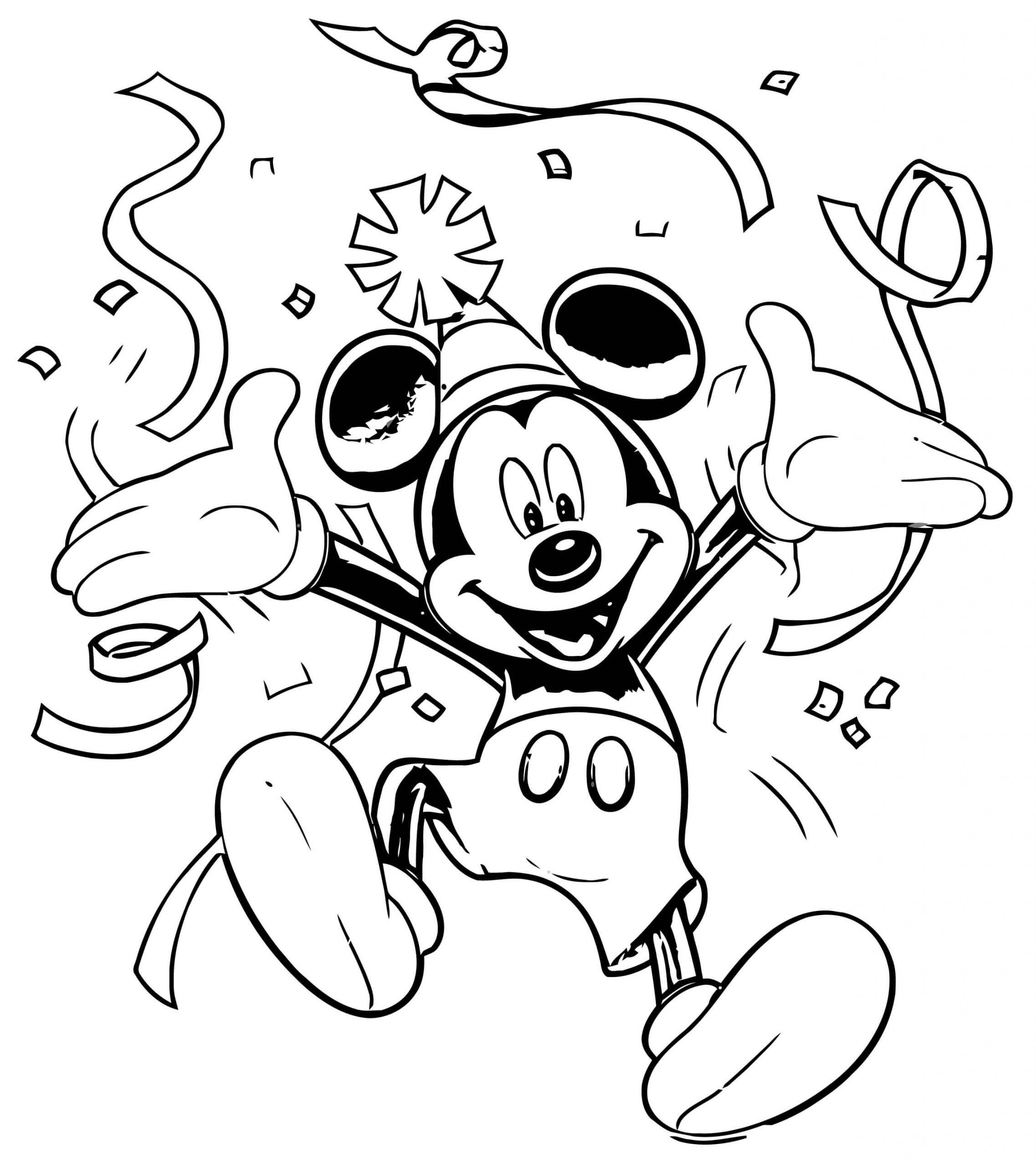 Desenhos de Mickey Mouse Feliz em Festa para colorir