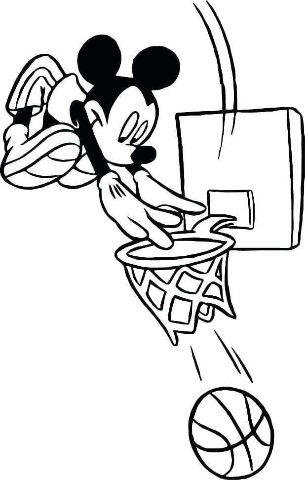 Mickey Mouse Jogando Basquete para colorir