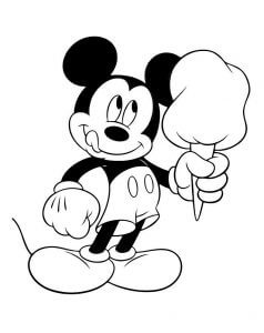 Desenhos de Mickey Mouse Segurando Algodão Doce para colorir