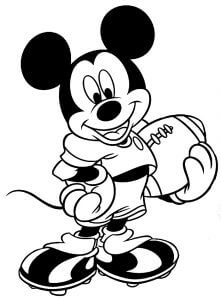Mickey Mouse Segurando uma Bola de Rugby para colorir
