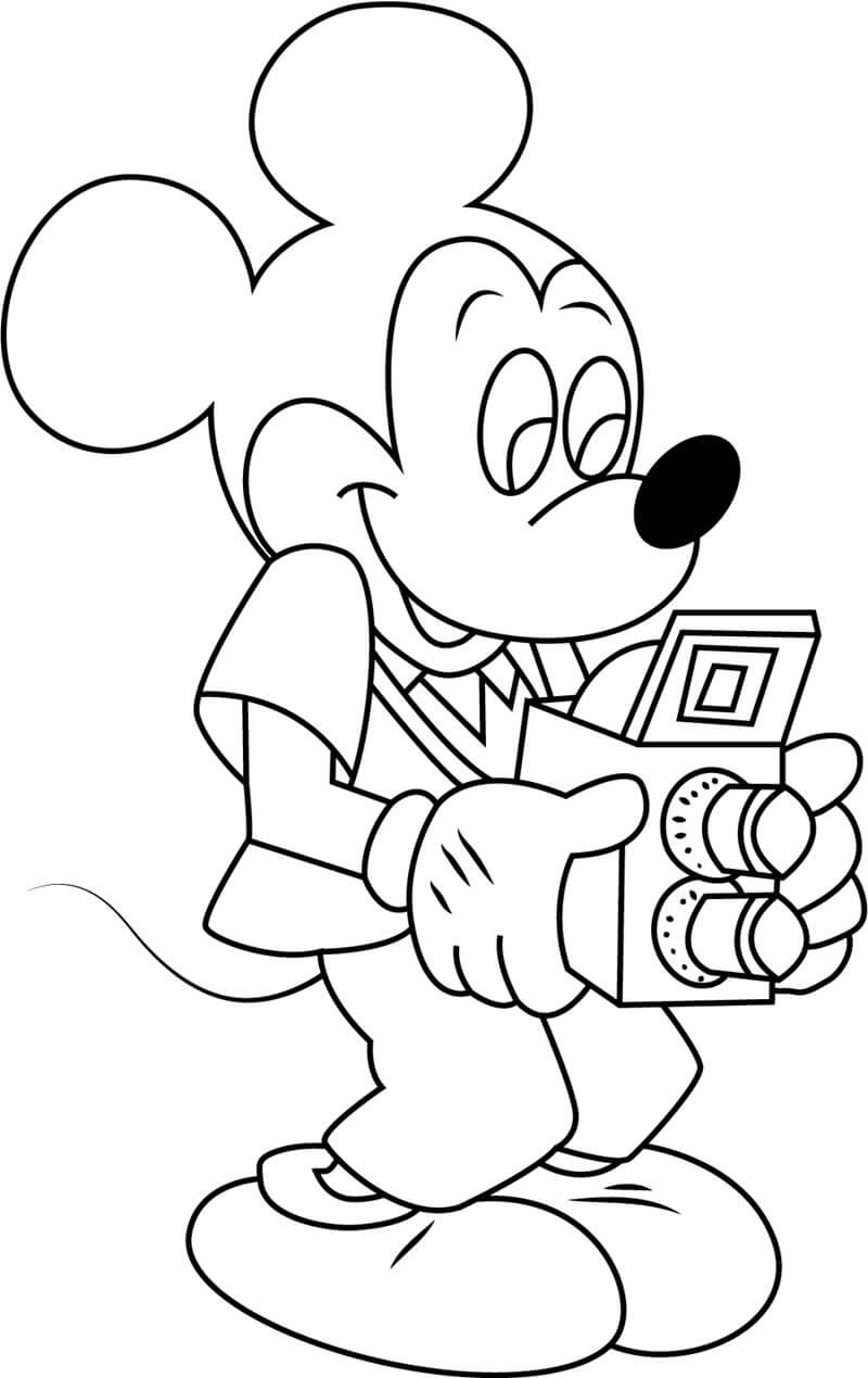 Desenhos de Mickey Mouse Segurando uma Câmera para colorir