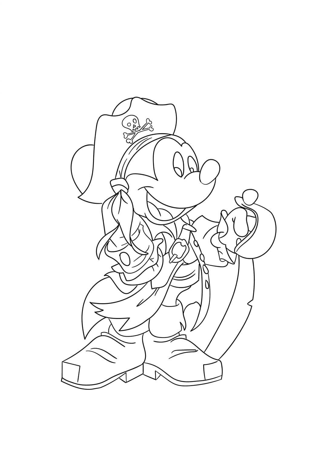 Pirata Mickey Mouse com Espada para colorir