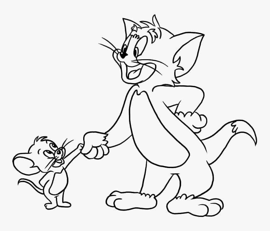 Tom e Jerry Apertam as Mãos para colorir