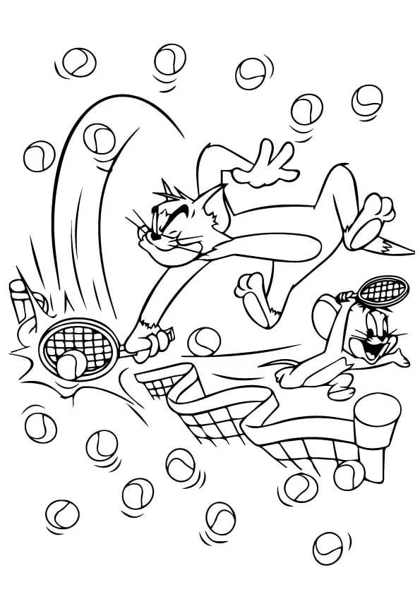 Tom e Jerry com Bolas para colorir