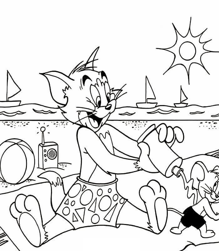 Tom e Jerry na Praia para colorir