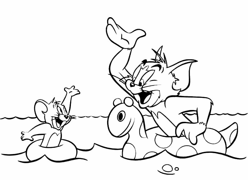 Tom e Jerry no Mar para colorir
