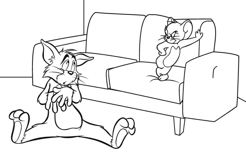Tom e Jerry no Sofá para colorir