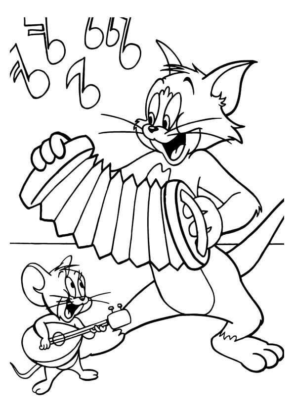 Desenhos de Tom e Jerry tocam Instrumentos Musicais para colorir