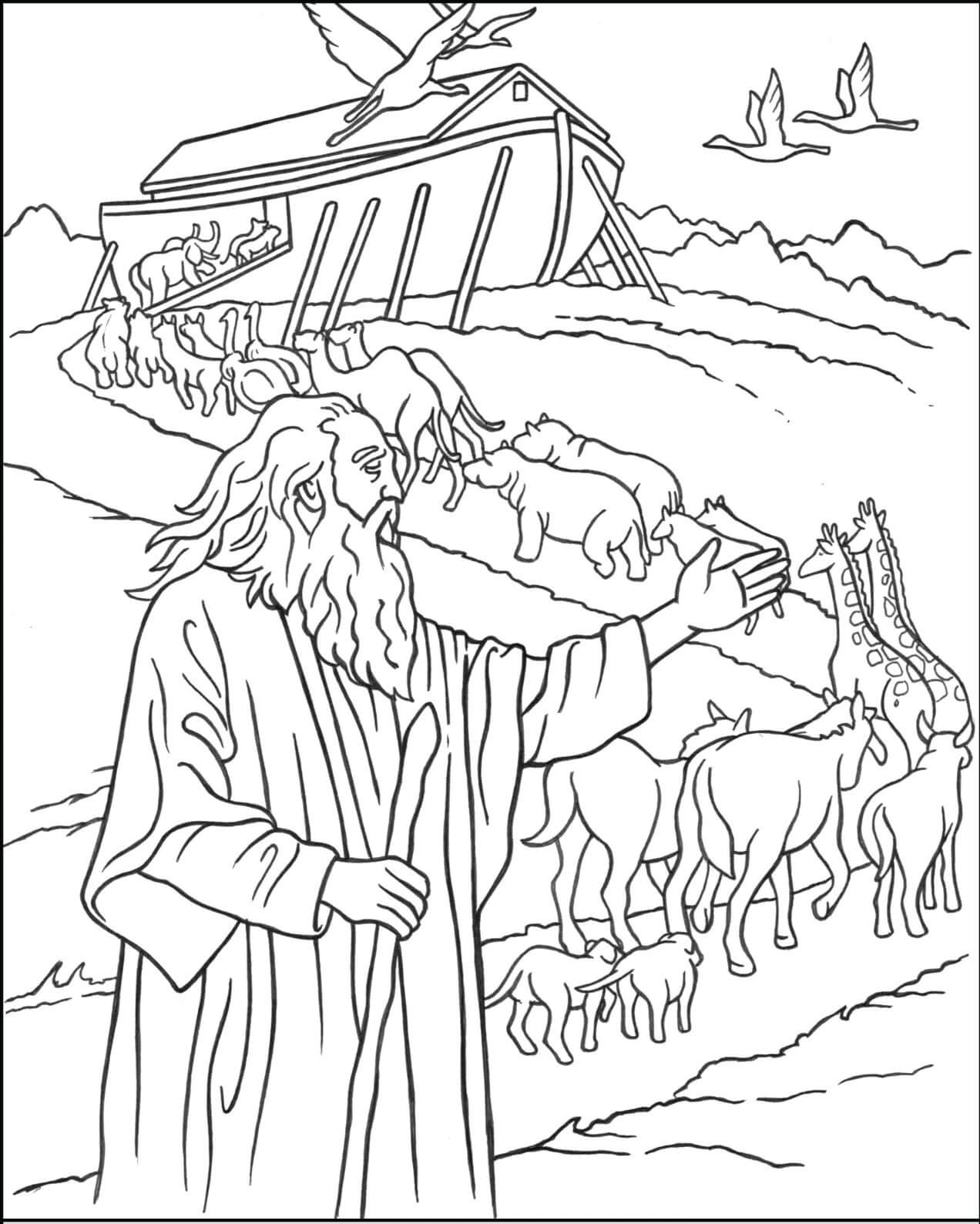 Adorável Arca de Noé para colorir