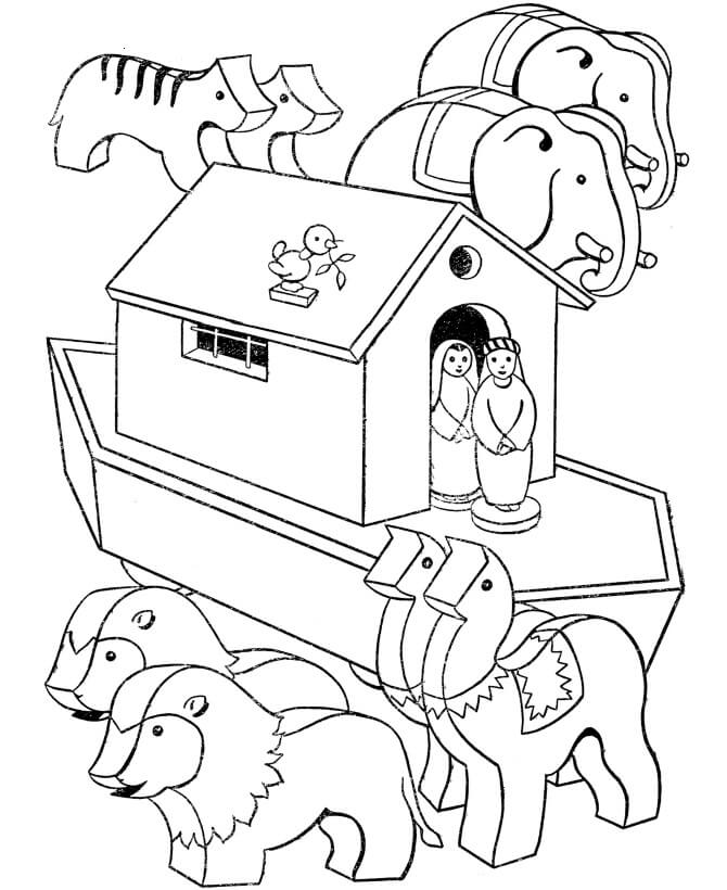 Desenhos de Arca de Brinquedo de Noé para colorir