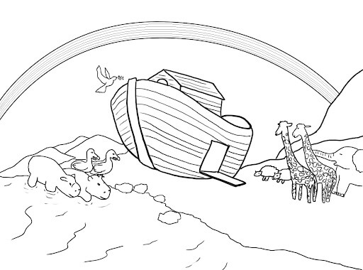 Desenhos de Bíblia da Arca de Noé da Escola Dominical para colorir