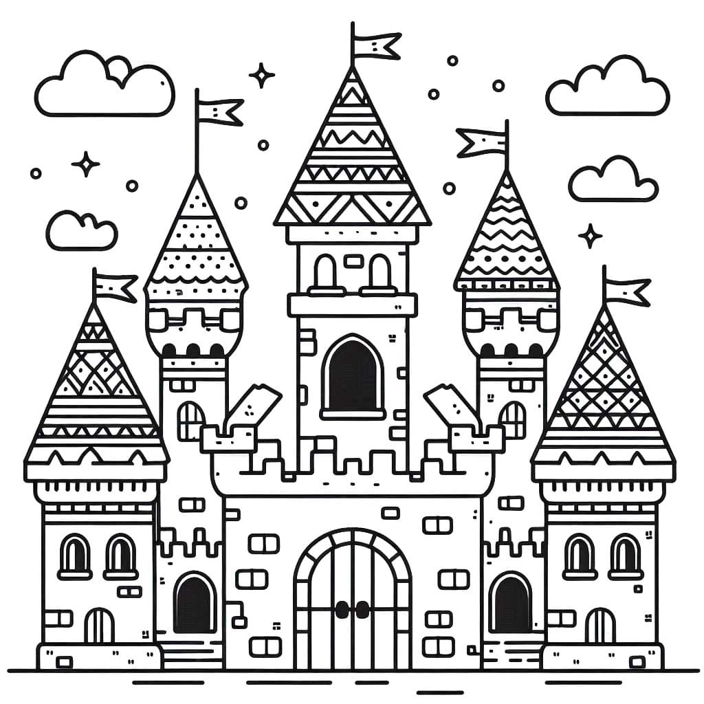 Desenhos de Desenhar Básicos Castelos para colorir