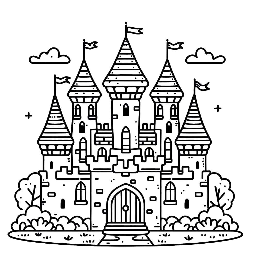 Desenhos de Desenhe Fácil Castelos para colorir