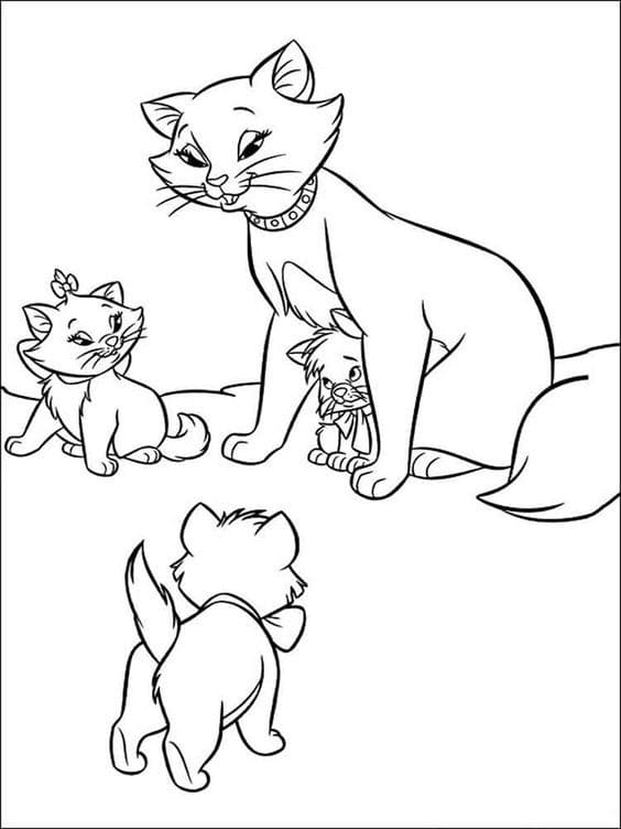 Desenhos de Desenhe Gatinha Marie fácil para colorir