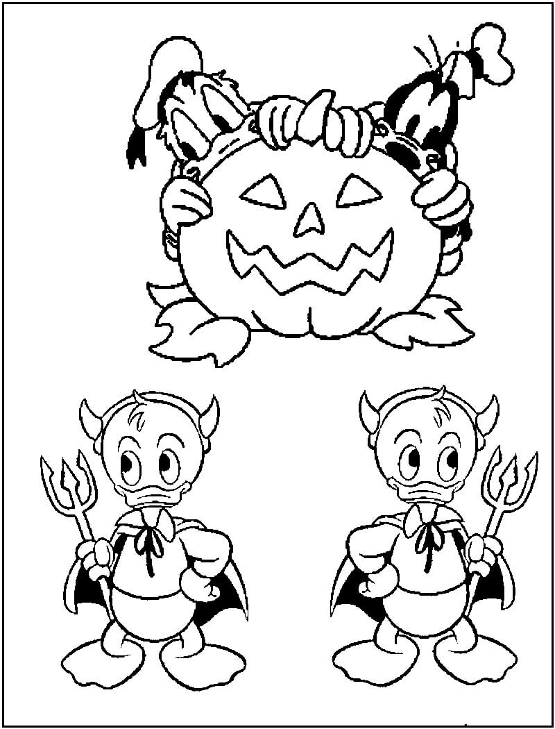 Donald Pateta Halloween Assustador para colorir