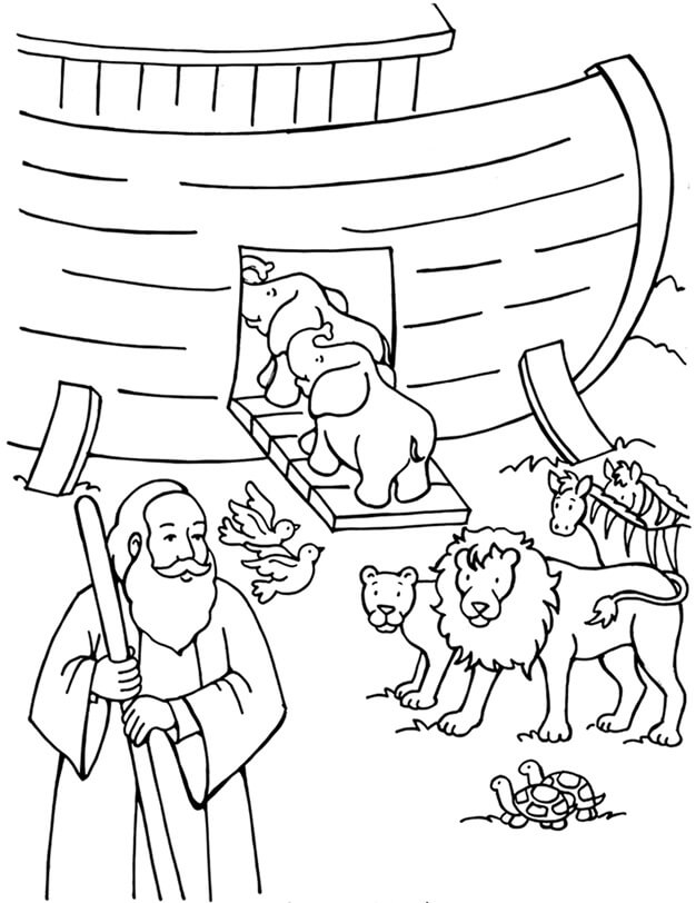 Desenhos de Escola Dominical da Arca de Noé para colorir