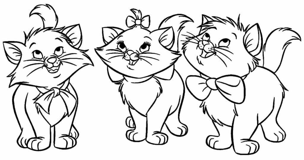 Desenhos de Gatinha Marie e amigos para colorir