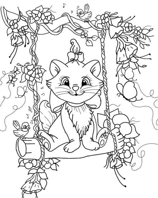 Desenhos de Gatinha Marie - folha 1 para colorir