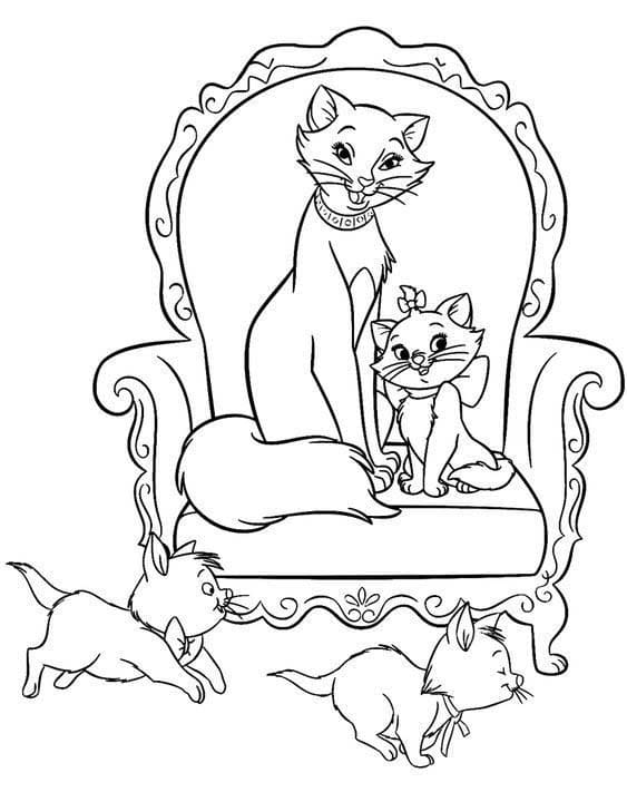 Desenhos de Gatinha Marie - folha 3 para colorir