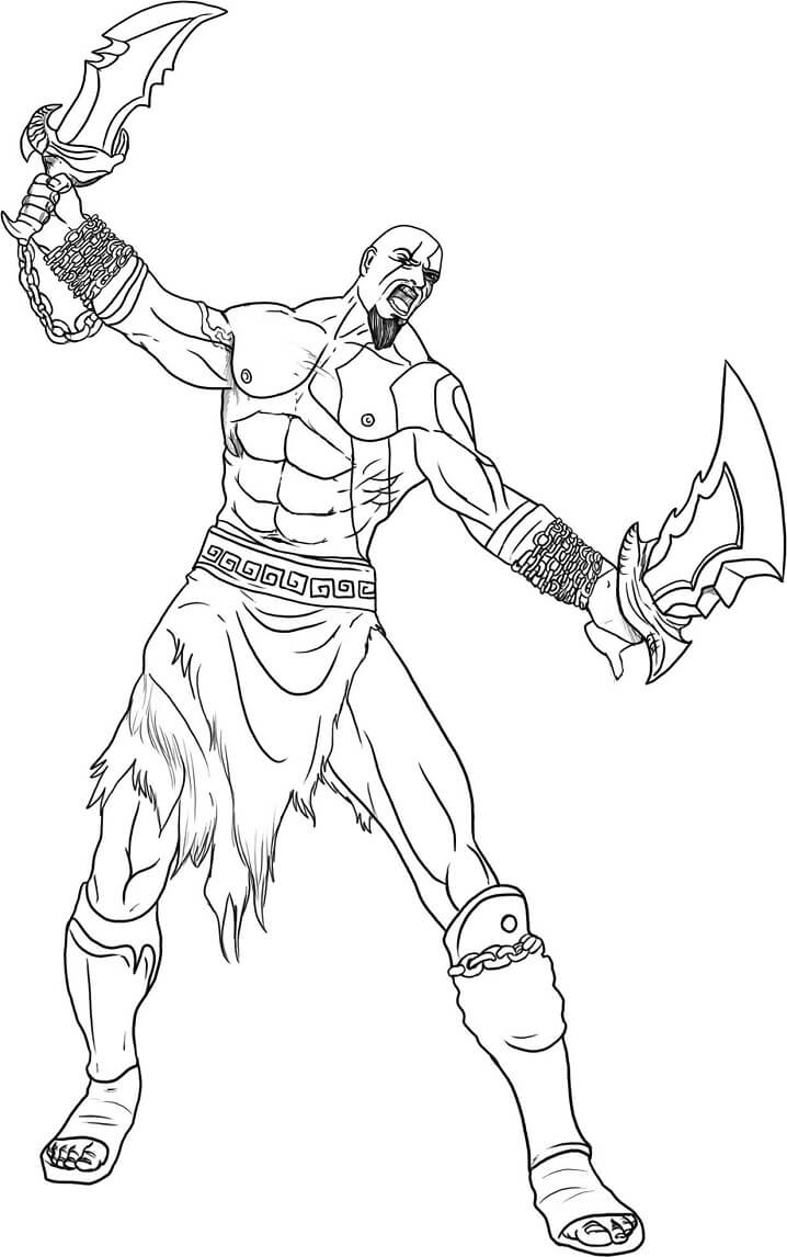 Kratos Lutando 1 para colorir