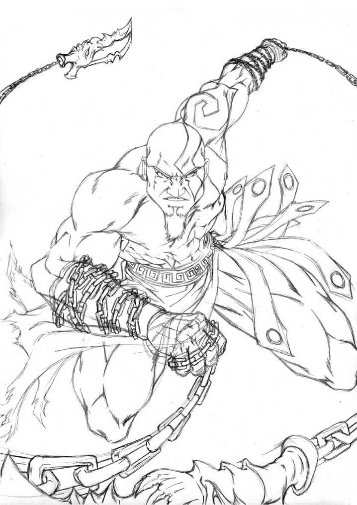 Desenhos de Kratos Lutando para colorir