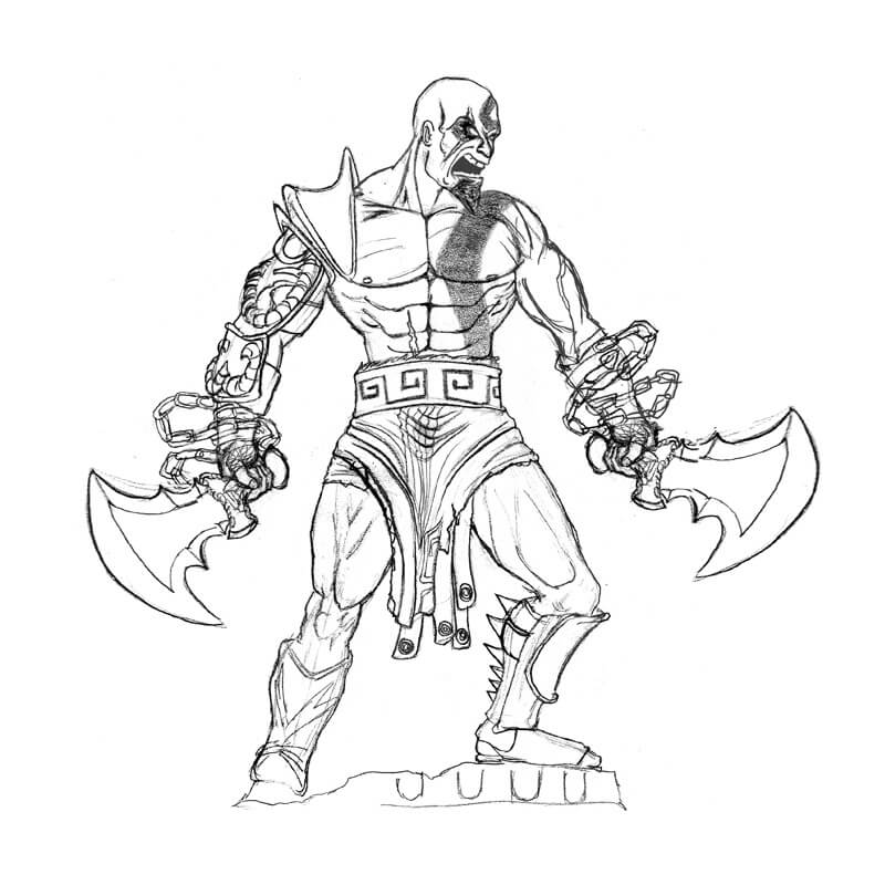 Kratos Zangado 1 para colorir