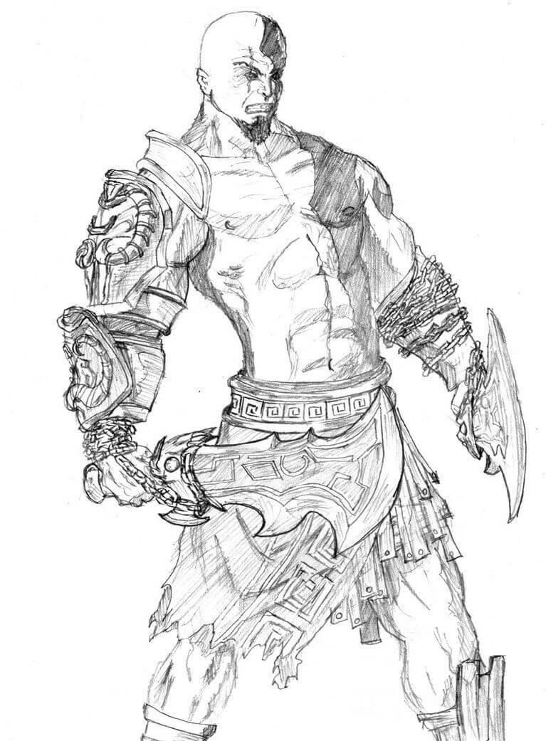 Kratos Zangado 2 para colorir