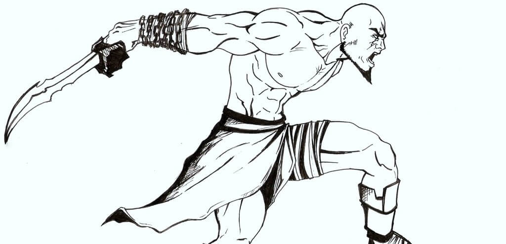 Desenhos de Kratos Zangado 3 para colorir