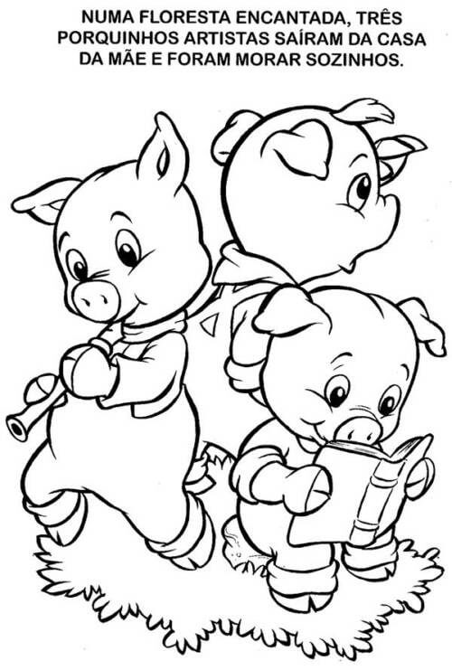 Desenhos de Três Porquinhos 18 para colorir