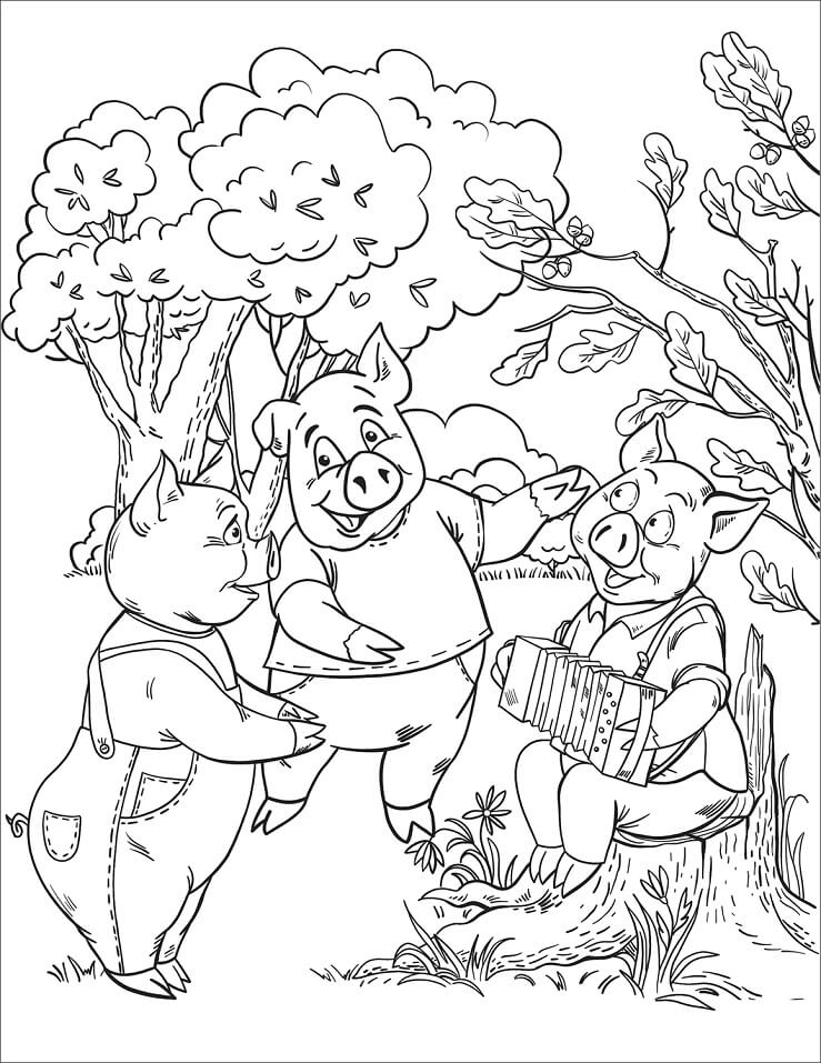Desenhos de Três Porquinhos 6 para colorir