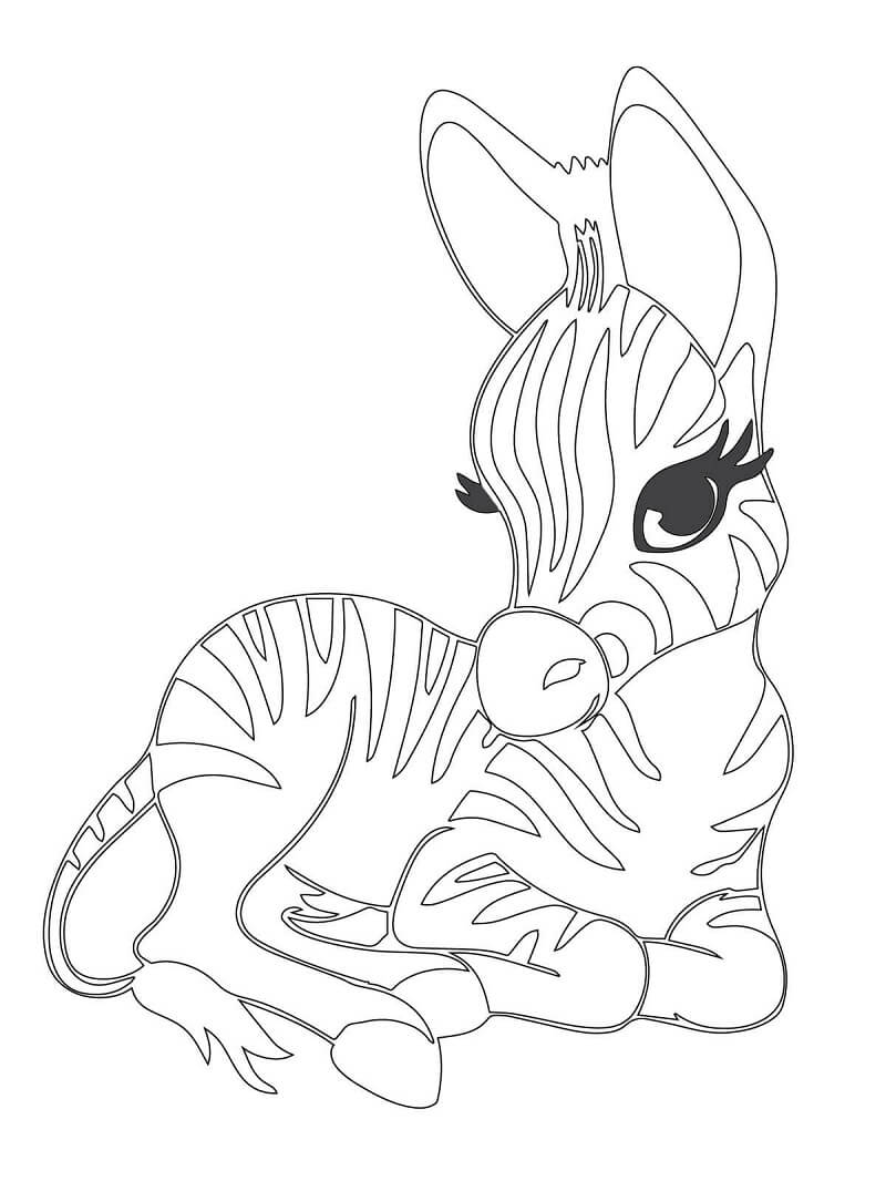 Desenhos de Zebra Fofa 4 para colorir