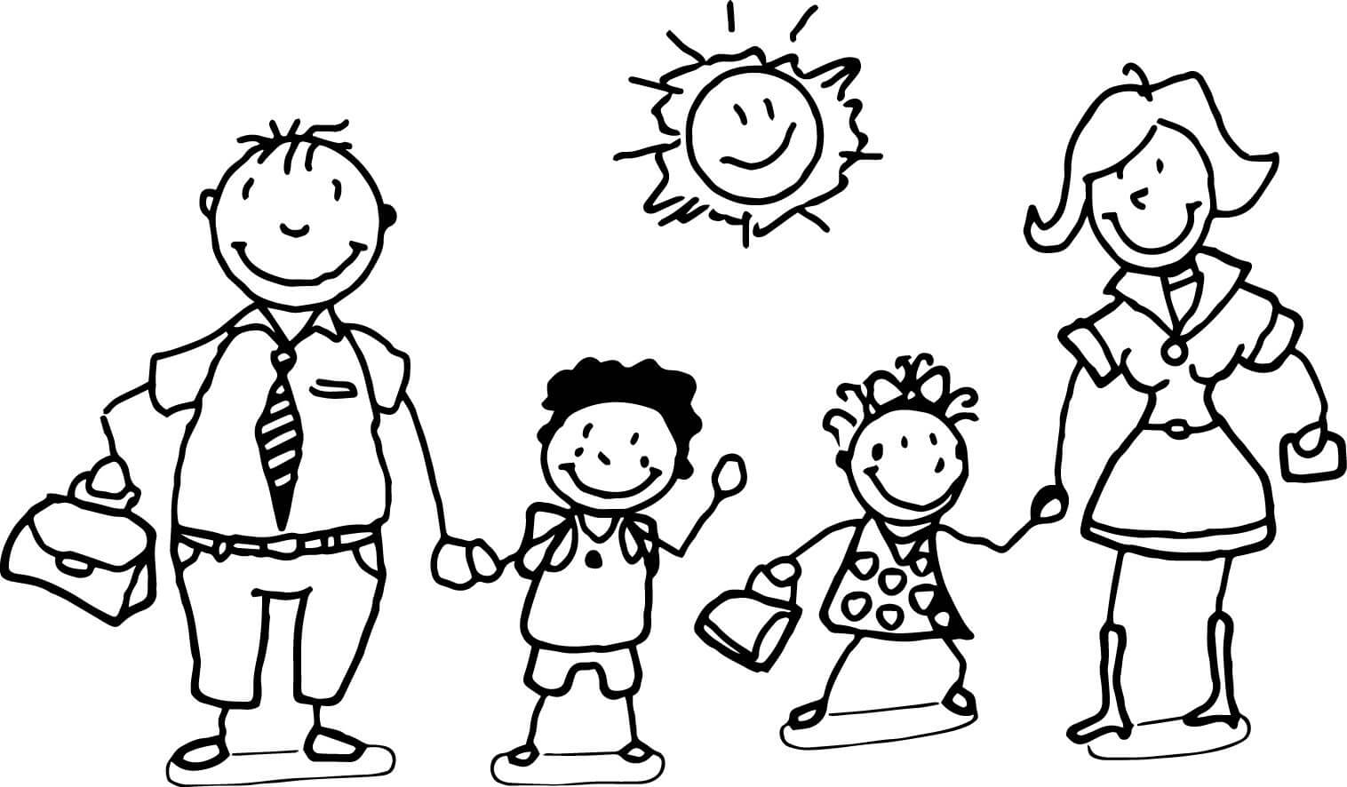 Desenhando Família com Sol para colorir