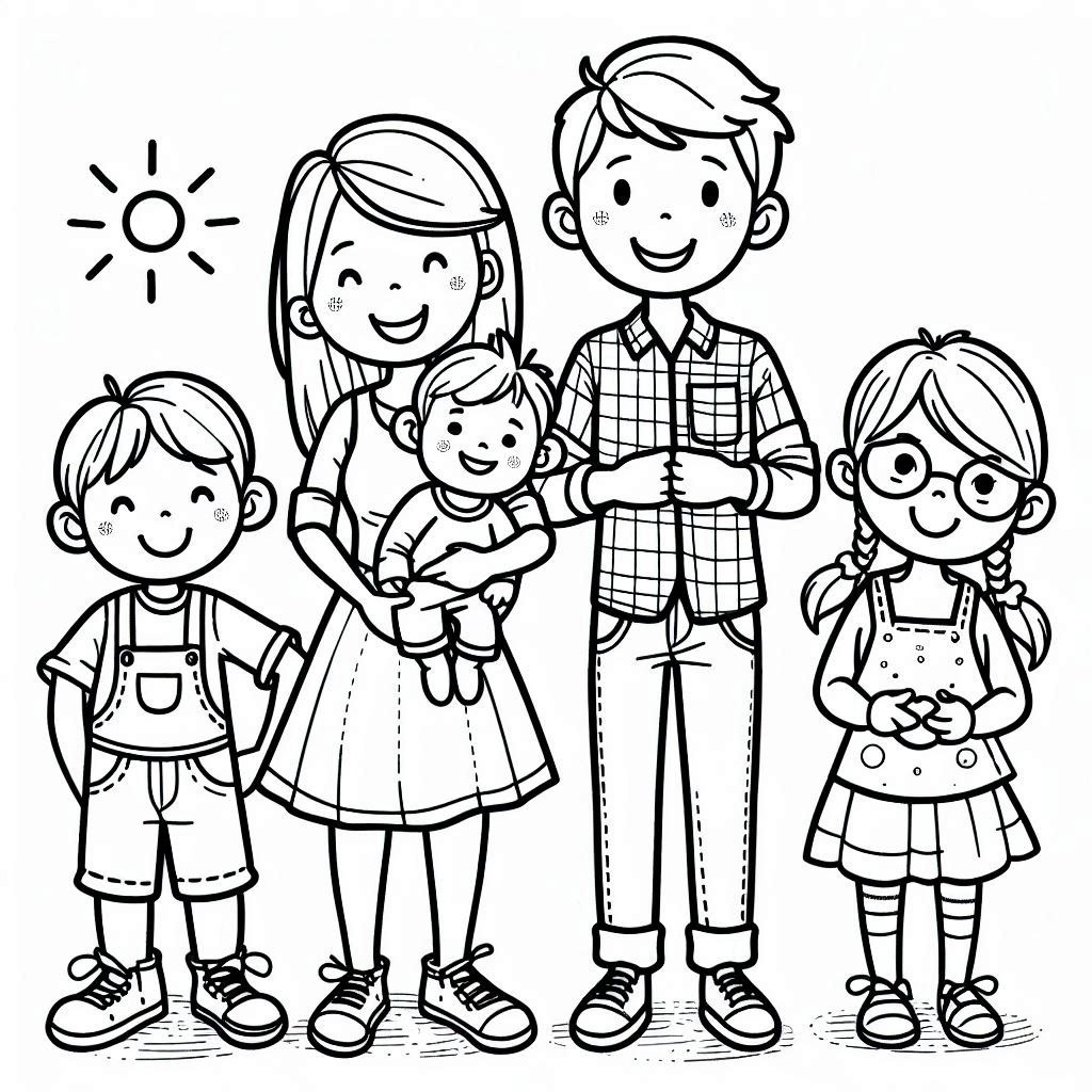 Desenhos de Desenhar Família feliz para colorir