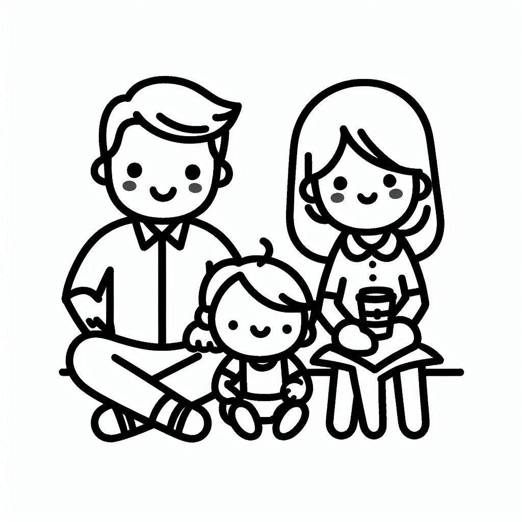 Desenhos de Desenhe família simplesmente para colorir