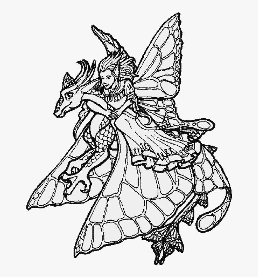 Desenhos de Dragão de Montaria de Fada para colorir