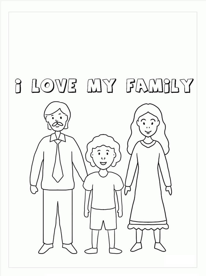 Desenhos de Eu amo Minha Família para colorir