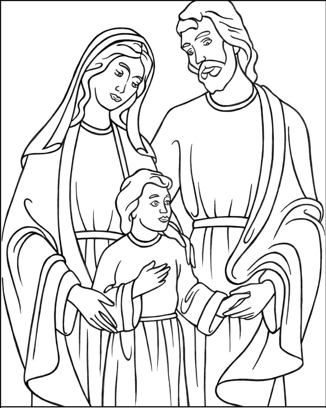 Desenhos de Familia Sagrada para colorir