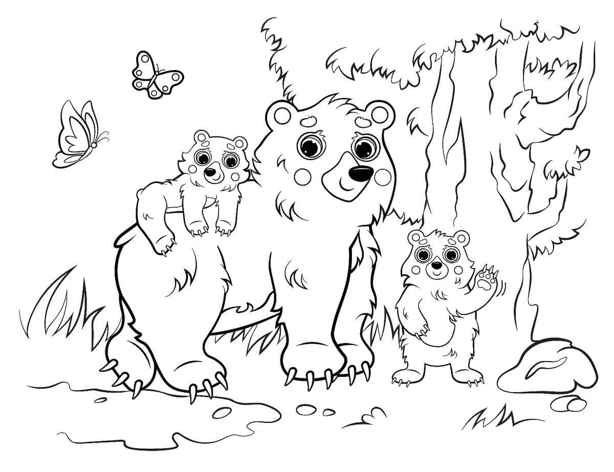 Urso da Família para colorir