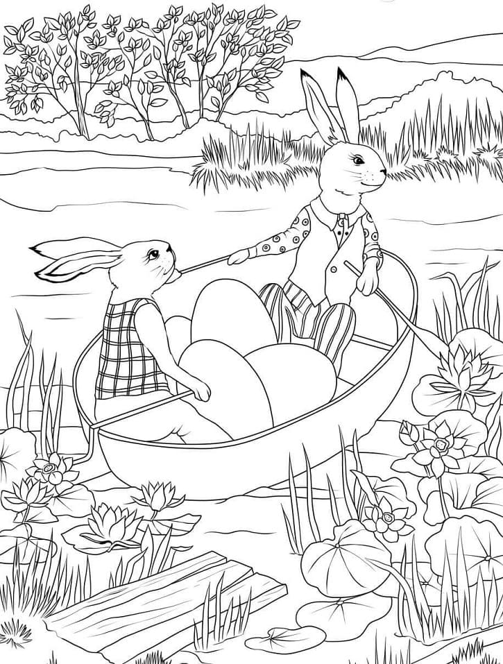 Coelhos da Páscoa 4 para colorir