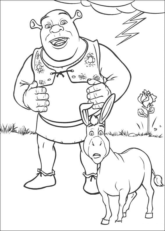 Desenhos de Shrek e Donkey 1 para colorir