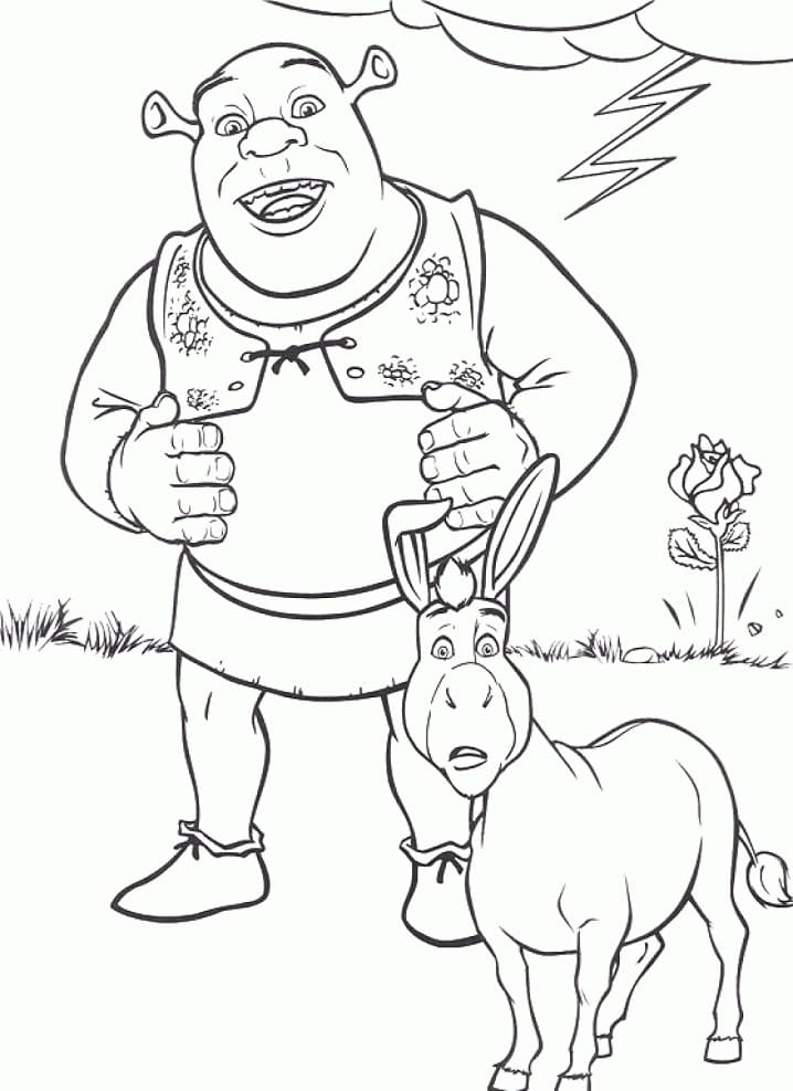 Desenhos de Shrek e Donkey 7 para colorir