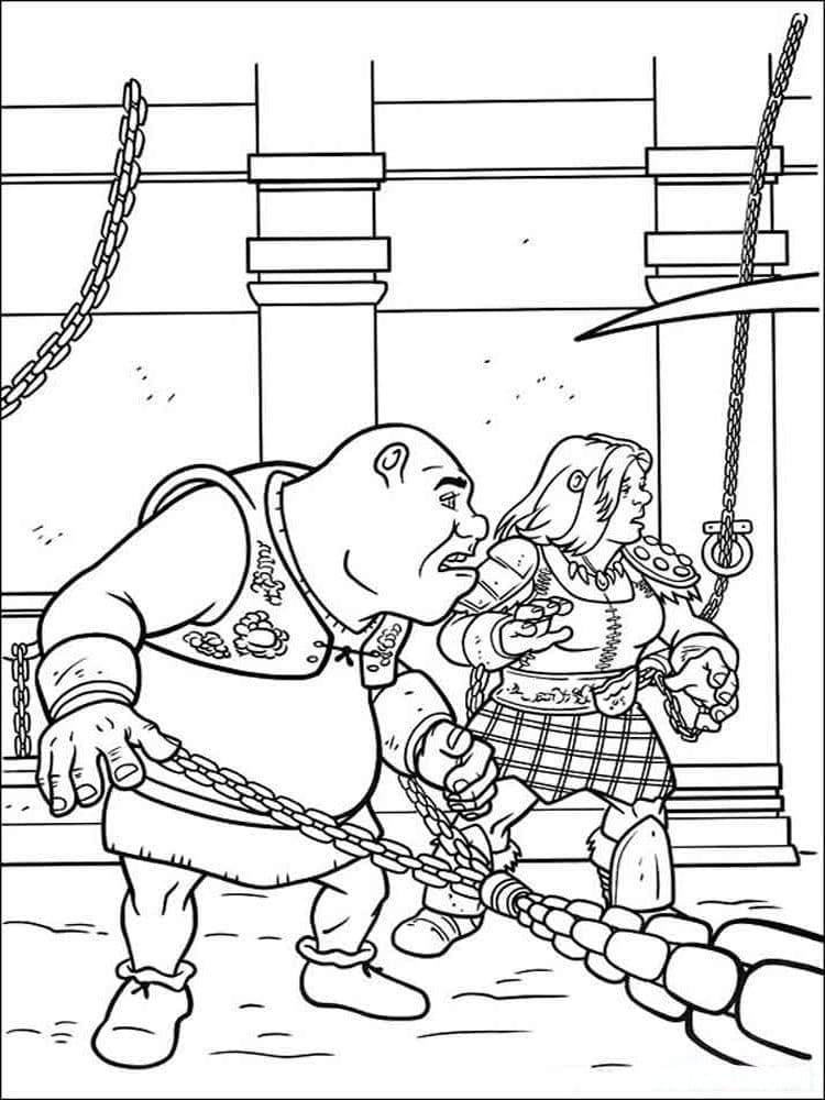 Shrek e Fiona 2 para colorir