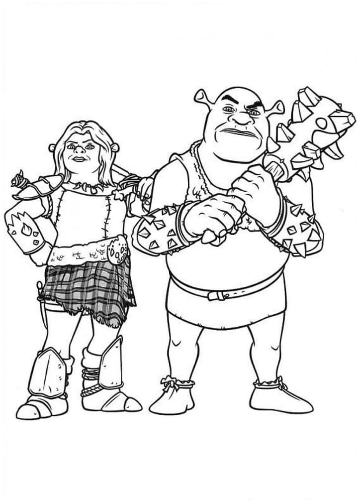 Desenhos de Shrek e Fiona 3 para colorir