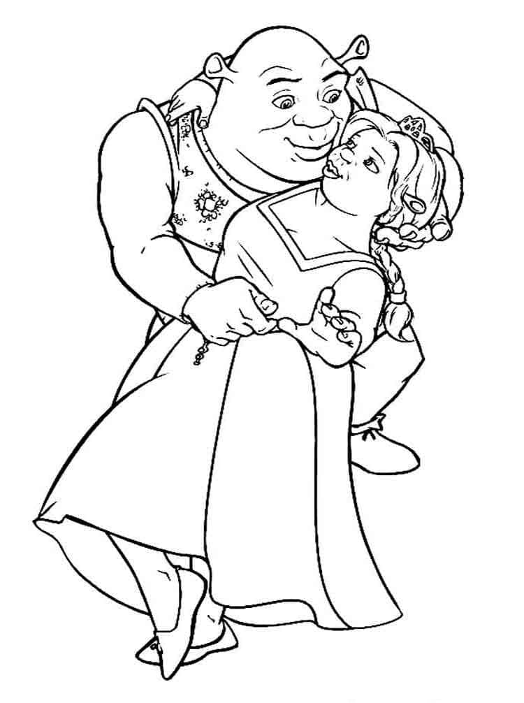 Desenhos de Shrek e Fiona 4 para colorir