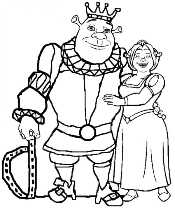 Shrek e Fiona 5 para colorir